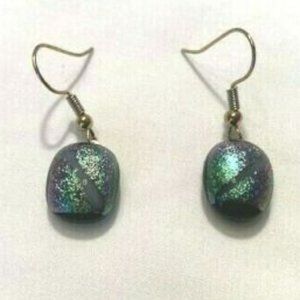"Handmade" Diagonal Design "Dichoric" Glass Earrings (JM002)
